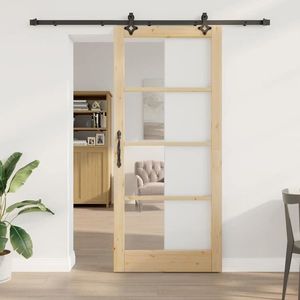vidaXL Ușă glisantă ORKDAL Natural și Negru 93 x 211 cm imagine