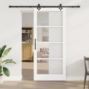 vidaXL Ușă glisantă ORKDAL Alb și negru 93 x 211 cm imagine
