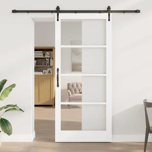 vidaXL Ușă glisantă ORKDAL Alb 93 x 211 cm Lemn masiv de pin și sticlă imagine