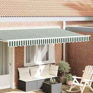 vidaXL Înlocuire pentru faldurile de awning Verde și alb 380 x 20 cm imagine
