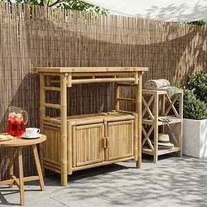 vidaXL Masă de consolă cu raft cu ușă natural 80 x 35 x 75 cm Bambus imagine