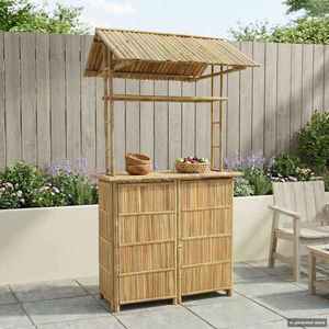 vidaXL Masă de bar exterioară natural 115 x 95 x 214 cm Bambus imagine