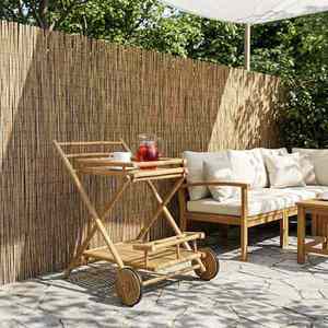 vidaXL Carucior de ceai cu roți natural 79 x 67.5 x 84 cm Bambus imagine
