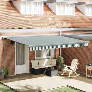 vidaXL Cortina Retractabilă Verde și alb 4 × 3 m Pânză și Aluminiu imagine