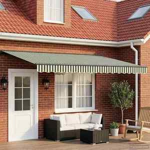 vidaXL Copertină retractabilă manuală Verde și alb 4, 5 × 3, 5 m imagine