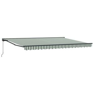 vidaXL Copertină retractabilă manuală Verde și alb 5 × 3, 5 m imagine