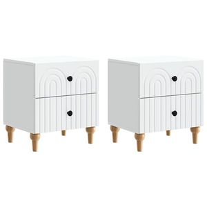 vidaXL Dulap de noapte 2 pcs Alb 43 x 34, 5 x 48 cm Lemn prelucrat imagine