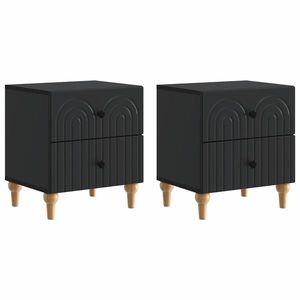vidaXL Dulap de noapte 2 pcs Negru 43 x 34, 5 x 48 cm Lemn prelucrat imagine