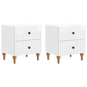vidaXL Dulap de noapte 2 pcs Alb foarte lucios 43 x 34, 5 x 48 cm imagine
