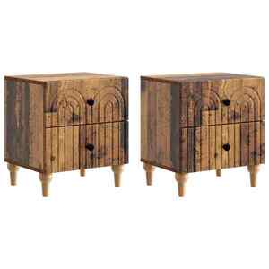 vidaXL Dulap de noapte cu sertar 2 pcs Lemn vechi 43 x 34, 5 x 48 cm imagine