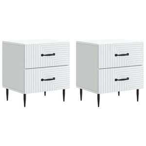 vidaXL Dulap de noapte 2 pcs Alb 43 x 34, 5 x 47, 5 cm Lemn prelucrat imagine