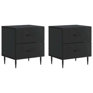 vidaXL Dulap de noapte 2 pcs Negru 43 x 34, 5 x 47, 5 cm Lemn prelucrat imagine