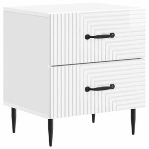 vidaXL Dulap de noapte cu sertar Alb foarte lucios 43 x 34, 5 x 47, 5 cm imagine