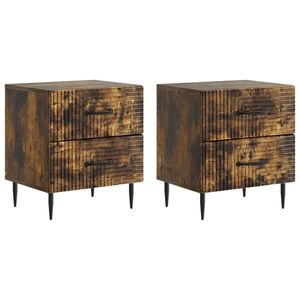 vidaXL Dulap de noapte 2 pcs Stejar fumuriu 43 x 34, 5 x 47, 5 cm imagine