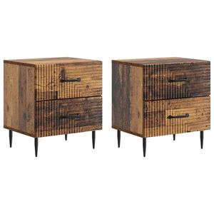 vidaXL Dulap de noapte cu sertar 2 pcs Lemn vechi 43 x 34, 5 x 47, 5 cm imagine