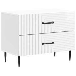 vidaXL Dulap de noapte cu sertar Alb foarte lucios 62 x 34, 5 x 47, 5 cm imagine