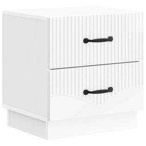 vidaXL Dulap de noapte cu sertar Alb foarte lucios 43 x 34, 5 x 44, 5 cm imagine