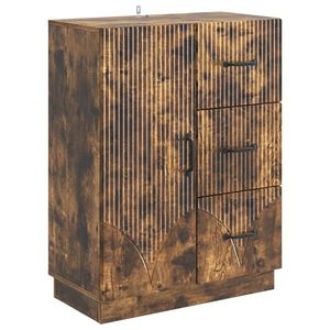 vidaXL Bufet cu sertar Stejar fumuriu 66 x 34, 5 x 87 cm Lemn prelucrat imagine