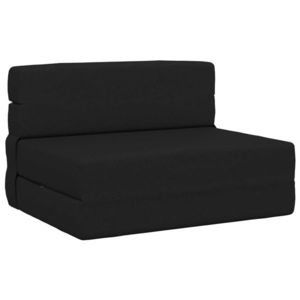 vidaXL Canapea Pliantă cu Pat Negru 190 x 70 x 15 cm țesătură imagine