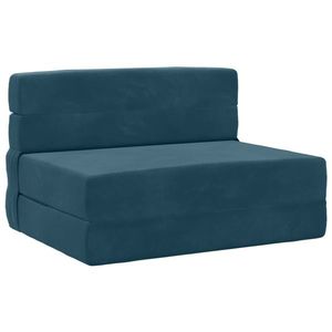 vidaXL Canapea Pliantă cu Pat albastru 190 x 70 x 15 cm Catifea imagine