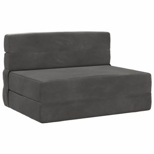 vidaXL Canapea Pliantă cu Pat Gri închis 190 x 70 x 15 cm Catifea imagine