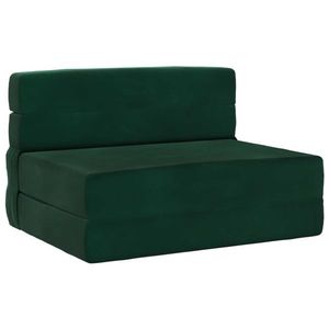 vidaXL Canapea Pliantă cu Pat Verde închis 190 x 70 x 15 cm Catifea imagine