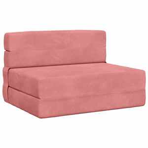 vidaXL Canapea Pliantă cu Pat Roz 190 x 70 x 15 cm Catifea imagine