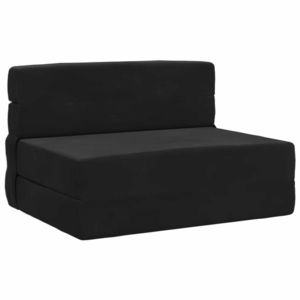 vidaXL Canapea Pliantă cu Pat Negru 190 x 70 x 15 cm Catifea imagine