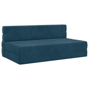 vidaXL Canapea Pliantă cu Pat albastru 203 x 152 x 15 cm Catifea imagine