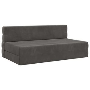 vidaXL Canapea Pliantă cu Pat Gri închis 203 x 152 x 15 cm Catifea imagine