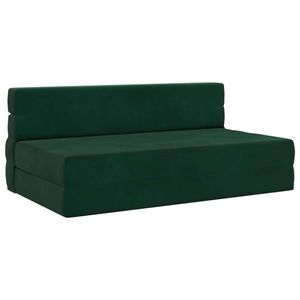 vidaXL Canapea Pliantă cu Pat Verde închis 203 x 152 x 15 cm Catifea imagine
