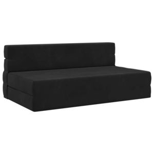 vidaXL Canapea Pliantă cu Pat Negru 203 x 152 x 15 cm Catifea imagine