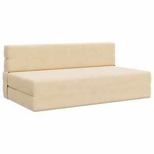 vidaXL Canapea Pliantă cu Pat Crem 203 x 152 x 15 cm imagine