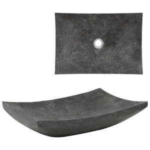 vidaXL Chiuvetă, negru, 50 x 35 x 12 cm, marmură imagine