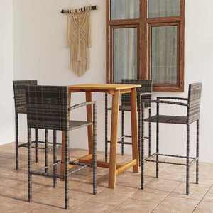 vidaXL Set mobilier de bar de grădină, 5 piese, gri imagine