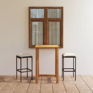 vidaXL Set mobilier de bar de gradină cu perne, 3 piese, maro imagine