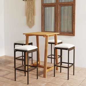 vidaXL Set mobilier de bar de grădină cu perne, 5 piese, maro imagine