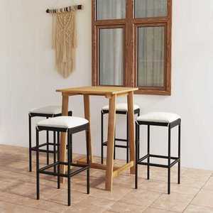 vidaXL Set mobilier bar de grădină cu perne, 5 piese, negru imagine
