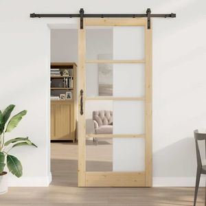 vidaXL Ușă glisantă ORKDAL Natural și Negru 93 x 211 cm imagine