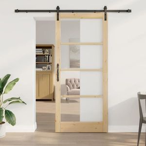 vidaXL Ușă glisantă ORKDAL Natural și Negru 93 x 211 cm imagine