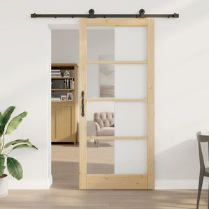 vidaXL Ușă glisantă ORKDAL Natural și Negru 93 x 211 cm imagine