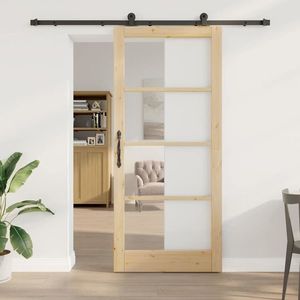 vidaXL Ușă glisantă ORKDAL Natural și Negru 93 x 211 cm imagine