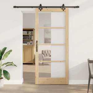 vidaXL Ușă glisantă ORKDAL Natural și Negru 93 x 211 cm imagine