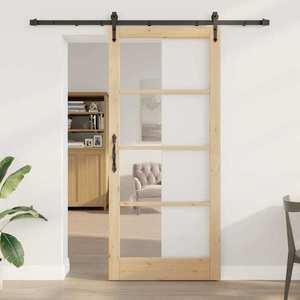 vidaXL Ușă glisantă Natural și Negru 93 x 211 cm imagine
