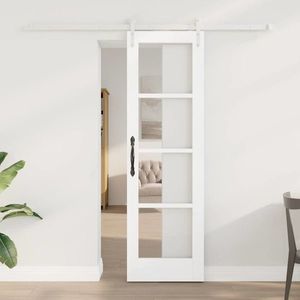 vidaXL Ușă glisantă Alb 61 x 198, 5 cm Lemn masiv de pin și sticlă imagine