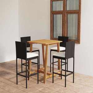vidaXL Set mobilier bar de grădină cu perne, 5 piese, negru imagine