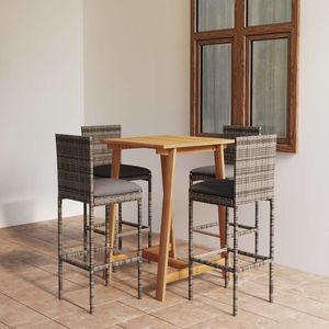 vidaXL Set mobilier de bar de grădină cu perne, 5 piese, gri imagine