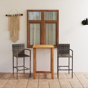 vidaXL Set mobilier de bar de grădină, 3 piese, gri imagine