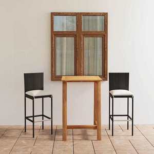 vidaXL Set mobilier bar de grădină cu perne, 3 piese, negru imagine