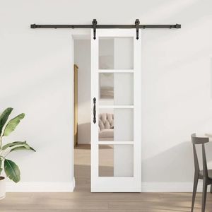 vidaXL Ușă glisantă Alb 61 x 198, 5 cm Lemn masiv de pin și sticlă imagine